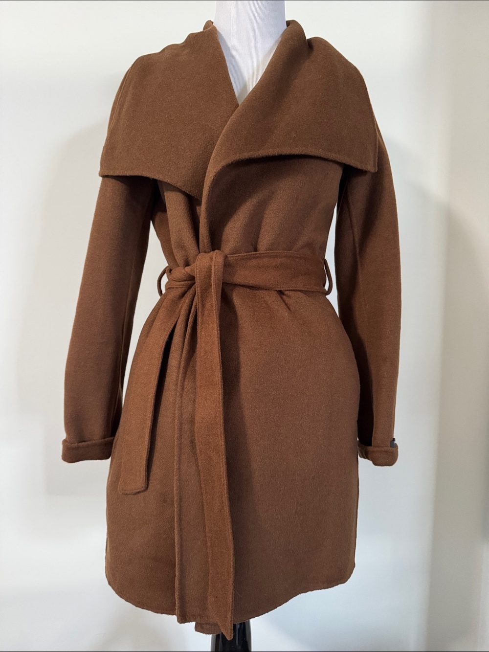 Women's Tahari NWT XS Brown Wrap Wool-Blend Coat with Belt